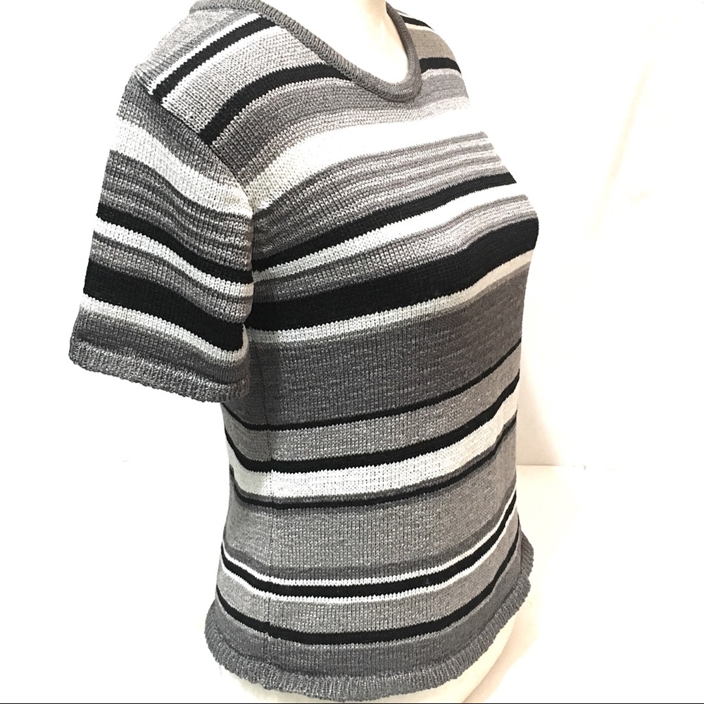 💎 DIRECTIVES vintage knitted grey stripe sweater